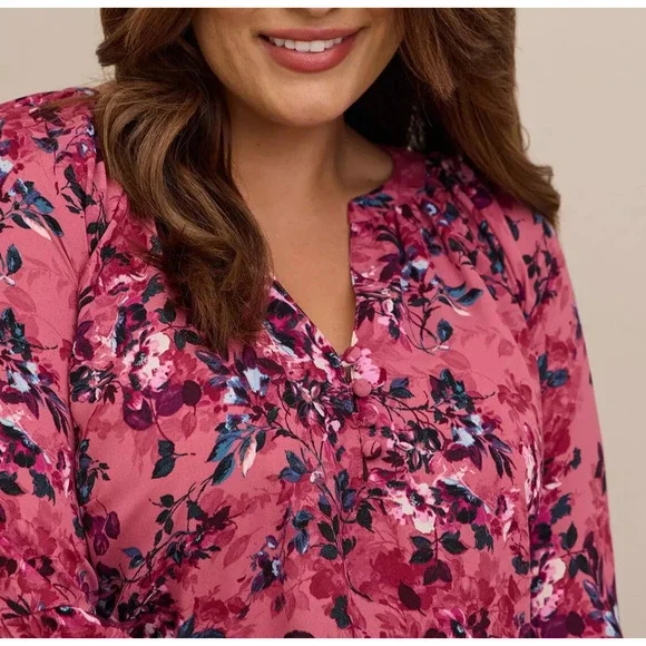 NWT Torrid Georgette Puff Sleeve Peasant Blouse Long Sleeve V-Neck Plus Size 3X - Picture 4 of 10